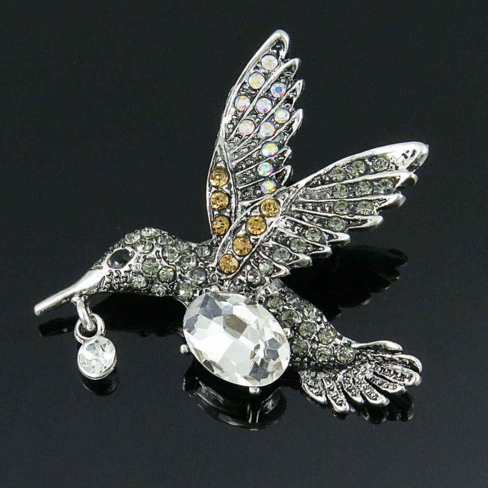 Hummingbird with Crystals Brooch Pin NWT